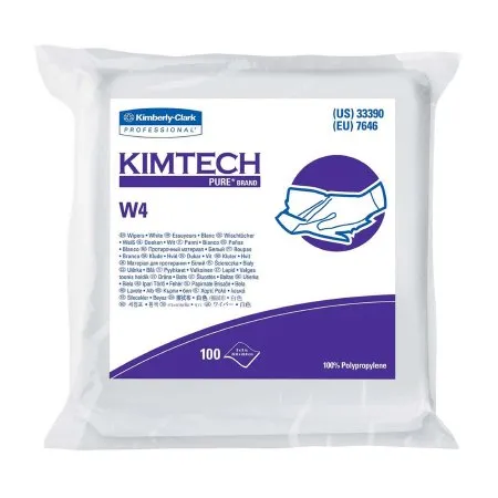Kimberly Clark - KIMTECH PURE W4 - 33390 -  Cleanroom Wipe  ISO Class 4 White NonSterile Polypropylene 9 X 9 Inch Disposable