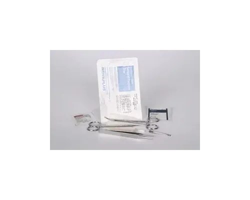 Medical Action - 56683 - Kit Includes: Scissor Iris with pp (R0648), Safety Pin #3 (S865), Forceps Adson S/S Serr 4.75 (R0773), Applicator (S888), Hemostat Mosq Curved 5 S/S (R0683), PVP Iodophor Prep Pad Med (P10018S), Gauze 12-Ply