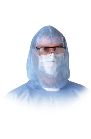 Medline - NONSH600 - Head / Beard Cover One Size Fits Most Blue Elastic Closure