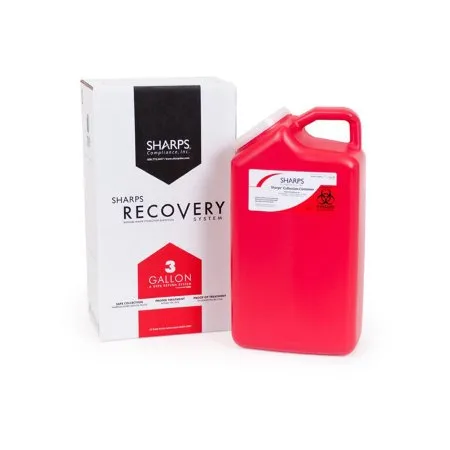 Sharps Compliance - Sharps Recovery System - 13000-008 -  Mailback Sharps Container  Red Base 17 H X 6 W X 9 L Inch Vertical Entry 3 Gallon
