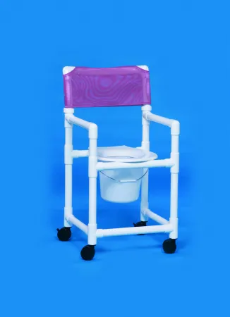 IPU - Standard - VLSC20P - Commode / Shower Chair Standard Fixed Arms PVC Frame Mesh Backrest 18 Inch Seat Width 300 lbs. Weight Capacity