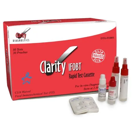 Clarity Diagnostics - Clarity IFOBT - DTG-FOB01 - Cancer Screening Test Kit Clarity IFOBT Colorectal Cancer Screening Fecal Occult Blood Test (iFOB or FIT) Stool Sample 30 Tests CLIA Waived