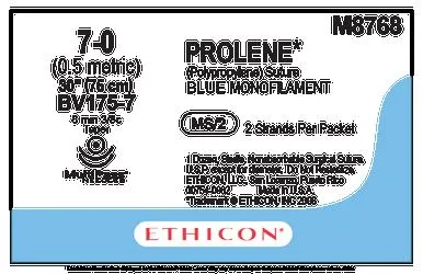 Ethicon - From: M8768 To: M8775 - 7 0 4 24in Prolene Blu Mono Da Bv175 7,bv175 7