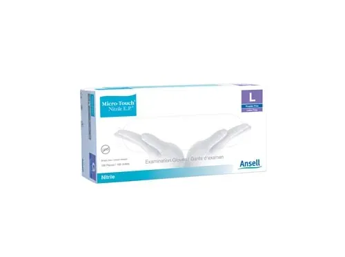 Ansell - Micro-Touch Nitrile E.P. - 6034053 - Exam Glove Micro-Touch Nitrile E.P. Large NonSterile Nitrile Extended Cuff Length Textured Fingertips Blue Chemo Tested