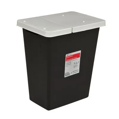 Cardinal - SharpSafety - 8617RC -  RCRA Waste Container  Black Base 26 H X 12 3/4 D X 18 1/4 W Inch Horizontal Entry 18 Gallon