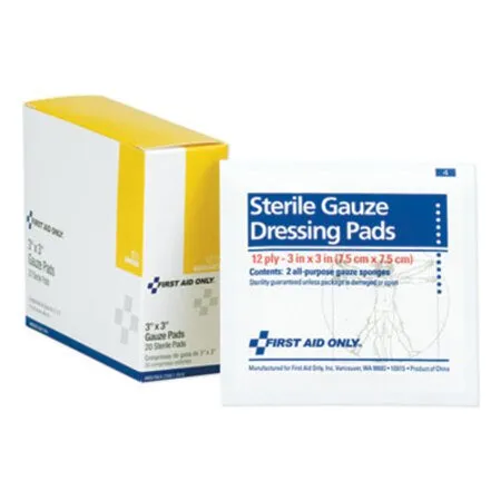 First Aid Only - Fao-I211 - Gauze Dressing Pads, Sterile, 3 X 3, 10 Dual-Pads/Box