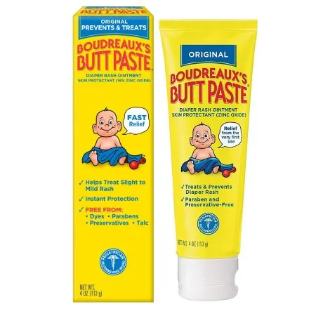 Blairex Labs - From: 62103033302 To: 62103033304 - Boudreaux's Butt Paste Diaper Rash Treatment Boudreaux's Butt Paste 4 oz. Tube Scented Cream
