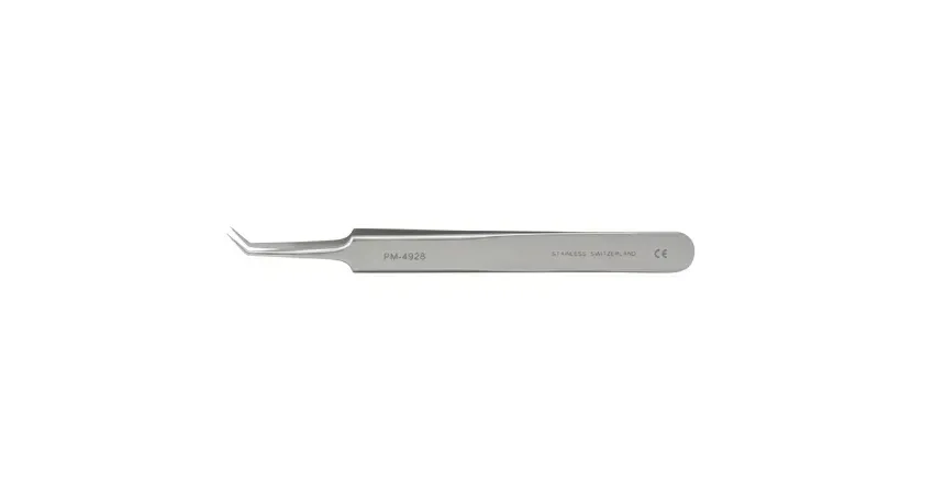 Integra Lifesciences - Padgett - PM-4928 - Micro Forceps Padgett Jeweler 4-1/2 Inch Length Surgical Grade Stainless Steel Nonsterile Nonlocking Thumb Handle Angled