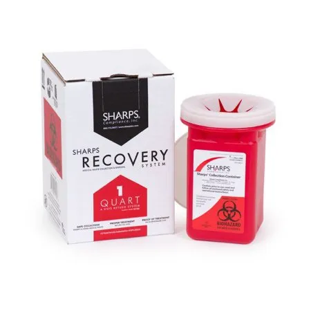 Sharps Compliance - Sharps Recovery System - 10100-012 -  Mailback Sharps Container  Red Base 4 1/2 L X 4 1/2 W X 7 H Inch Vertical Entry 0.25 Gallon
