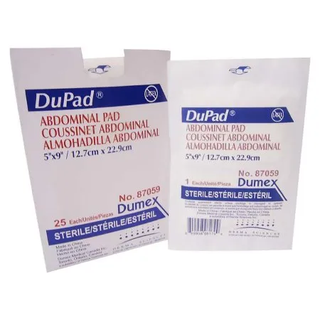 Gentell - DuPad - 87059 -  Abdominal Pad  5 X 9 Inch 1 per Pack Sterile 1 Ply Rectangle