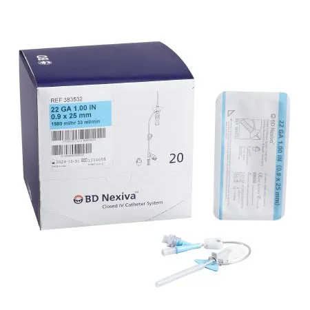 BD Becton Dickinson - Nexiva - 383532 -  Closed IV Catheter  22 Gauge 1 Inch Sliding Safety Needle