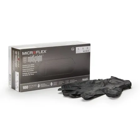 Microflex Medical - MICROFLEX MidKnight - MK-296-XL - Exam Glove MICROFLEX MidKnight X-Large NonSterile Nitrile Standard Cuff Length Fully Textured Black Fentanyl Tested