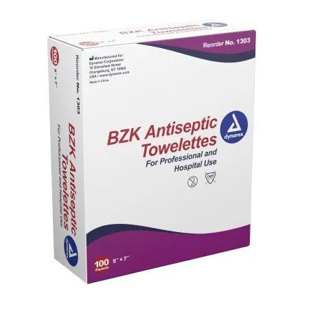 Dynarex - 1303 - Personal Wipe  Individual Packet BZK (Benzalkonium Chloride) Scented 100 Count