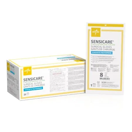 Medline - SensiCare - MSG1080 -  Surgical Glove  Size 8 Sterile Polyisoprene Standard Cuff Length Smooth White Chemo Tested