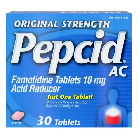 J & J Healthcare Systems - Pepcid AC - 70716837872305 - J&J  Antacid  10 mg Strength Tablet 30 per Box