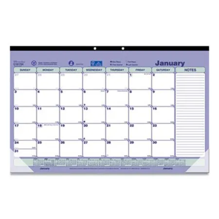 Brownline - RED-C181700 - Monthly Desk Pad Calendar, 17.75 X 10.88, White/blue/green Sheets, Black Binding, Clear Corners, 12-month (jan To Dec): 2024