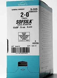 Covidien - Sofsilk - GS-823 - Nonabsorbable Suture With Needle Sofsilk Silk V-30 1/2 Circle Taper Point Needle Size 2 - 0 Braided