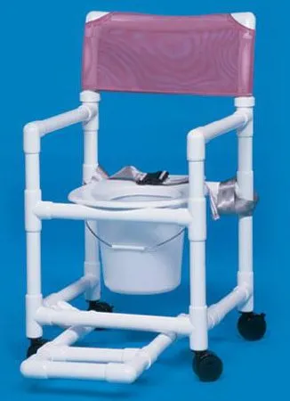 IPU - Standard - VLSC17PFRSBWINEBERRY - Commode / Shower Chair Standard Fixed Arms PVC Frame Mesh Backrest 18 Inch Seat Width 300 lbs. Weight Capacity