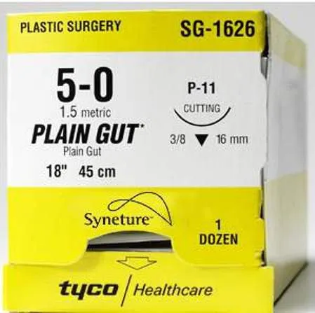 Covidien - G-1774-K - Absorbable Suture With Needle Plain Gut He-1 3/8 Circle Reverse Cutting Needle Size 6 - 0
