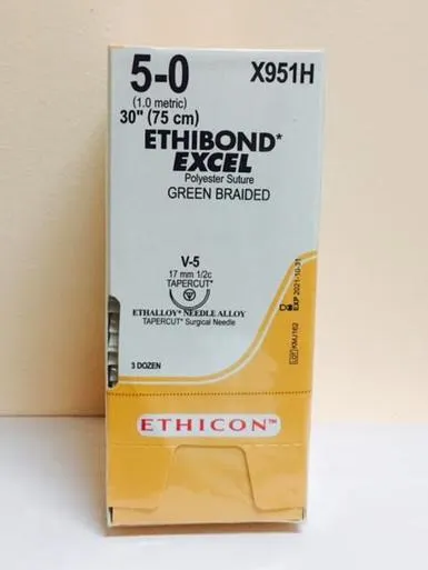 Ethicon Suture - X977H - ETHICON ETHIBOND EXCEL POLYESTER SUTURE TAPERCUT SIZE 20 30" GREEN BRAIDED NEEDLE V7 V7 3DZ/BX