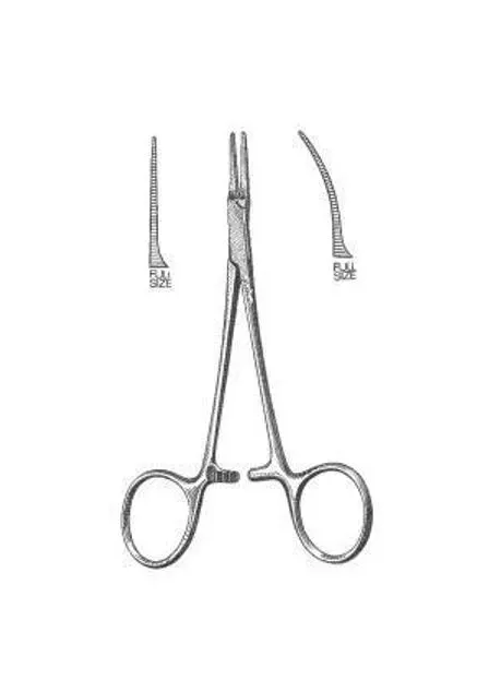 Integra Lifesciences - Miltex - 7-12 - Hemostatic Forceps Miltex Packer-mosquito 5 Inch Length Or Grade German Stainless Steel Nonsterile Ratchet Lock Finger Ring Handle Curved Serrated Tips