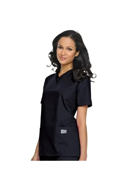 Landau Uniforms - 70221NAVYLGE - Scrub Shirt Large Navy Blue 3 Pockets Short Set-in Sleeve Female
