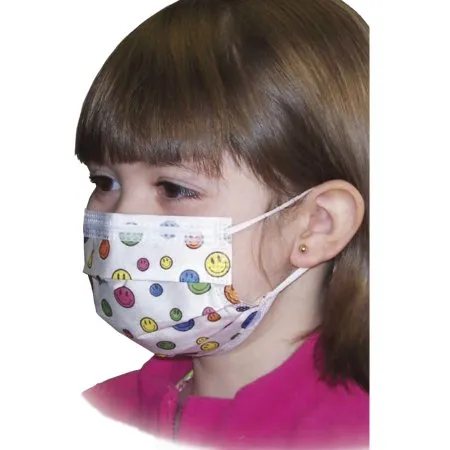 Aspen Surgical - 15150 - Products Procedure Mask Pleated Earloops One Size Fits Most Kid Design (Happy Face Print) NonSterile Not Rated Pediatric