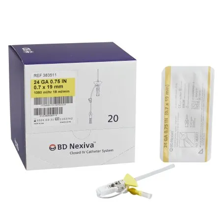 BD Becton Dickinson - Nexiva - 383511 -  Closed IV Catheter  24 Gauge 3/4 Inch Sliding Safety Needle