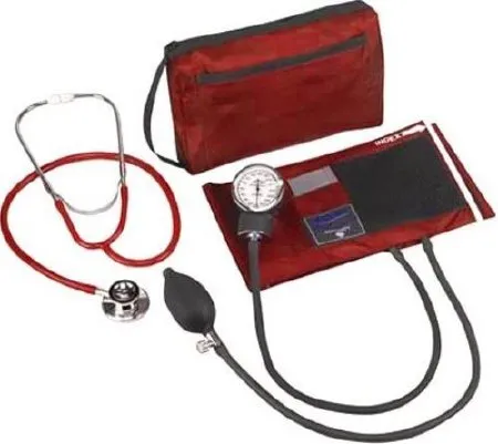 Mabis Healthcare - Match Mates - 01-260-081 - Reusable Aneroid / Stethoscope Set Match Mates Adult Cuff Dual Head General Exam Stethoscope Pocket Aneroid