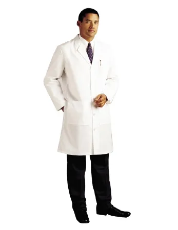 Landau Uniforms - 3145WWY46L - Lab Coat White Size 46 Knee Length 65% Polyester / 35% Cotton Reusable
