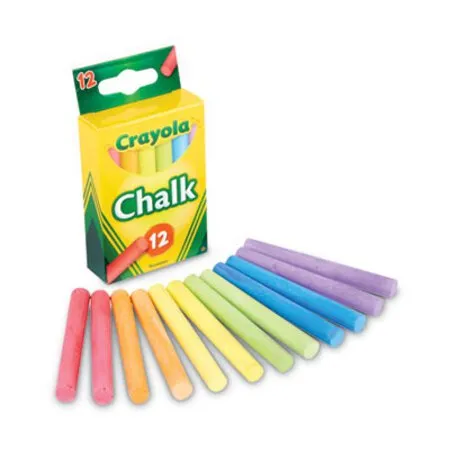 Crayola - CYO-510816 - Chalk, 3 X 0.38 Diameter, 6 Assorted Colors, 12 Sticks/box