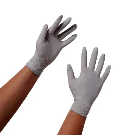 O&M Halyard - Sterling - 50707 - Exam Glove Sterling Medium Nonsterile Nitrile Standard Cuff Length Textured Fingertips Gray Chemo Tested