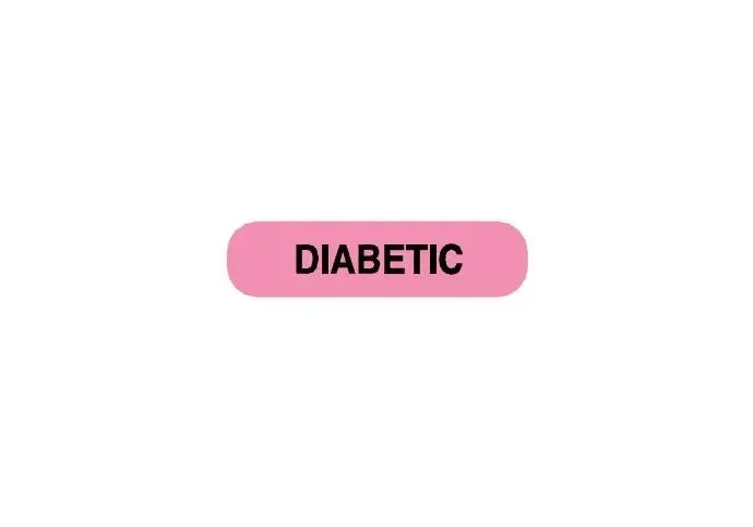 Medline - NL4430 - Pre-printed Label Auxiliary Label Pink Diabetic Black Safety And Instructional 1-1/4 X 5/16 Inch