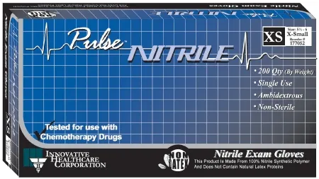 Innovative Healthcare - Pulse Nitrile - 177352 - Exam Glove Pulse Nitrile X-large Nonsterile Nitrile Standard Cuff Length Textured Fingertips Aqua Blue Chemo Tested