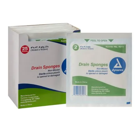 Dynarex - 4611 - Non-Woven Drain Sponge Sterile 2's
