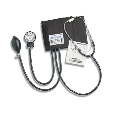 Mabis Healthcare - Mabis - 04-174-021 - Reusable Aneroid / Stethoscope Set Mabis 25 to 36 cm Adult Cuff Dual Head General Exam Stethoscope Pocket Aneroid