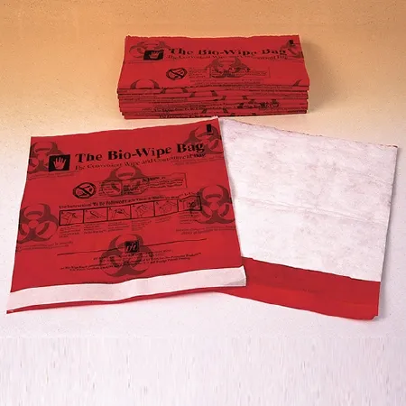 Unimed - Midwest - Bio-Wipe - MLBM015111 - Biohazard Waste Bag Bio-wipe Red Bag 11.5 X 12 Inch