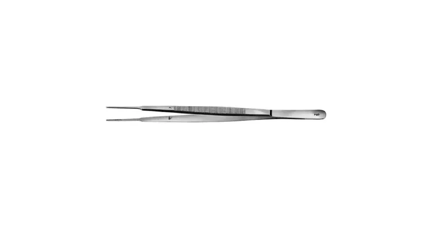 Aesculap - BD228R - Dressing Forceps Aesculap Gerald 7 Inch Length Surgical Grade Stainless Steel Nonsterile Nonlocking Thumb Handle Straight Delicate, Serrated Tips