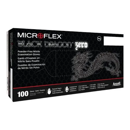 Microflex Medical - Black Dragon Zero - BD-1003-NPF - Exam Glove Black Dragon Zero Large NonSterile Nitrile Standard Cuff Length Textured Fingertips Black Not Rated