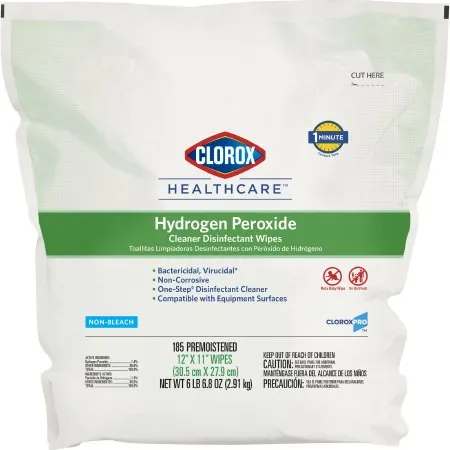 Clorox - 30827 - Healthcare Healthcare Surface Disinfectant Cleaner Premoistened Peroxide Based Manual Pull Wipe 185 Count Pouch Unscented NonSterile