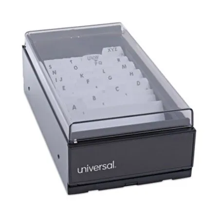 Universal - UNV-10601 - Business Card File, Holds 600 2 X 3.5 Cards, 4.25 X 8.25 X 2.5, Metal/plastic, Black