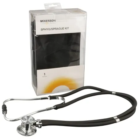 McKesson - 01-768-641-11ABKGM - Brand Reusable Aneroid / Stethoscope Set Brand 23 to 33 cm Adult Cuff Dual Head Sprague Stethoscope Pocket Aneroid