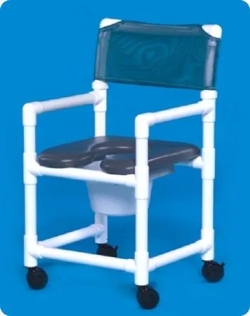 IPU - VLOF17P - Commode / Shower Chair ipu Fixed Arms PVC Frame Mesh Backrest 21 Inch Seat Width 300 lbs. Weight Capacity