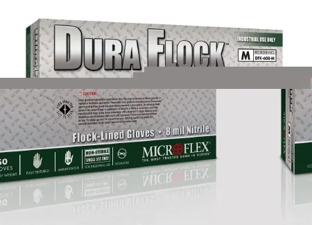 Microflex - From: DFK-608-L To: DFK-608-S - Flock Lined Industrial Grade Nitrile Gloves (For Sale in US Only)