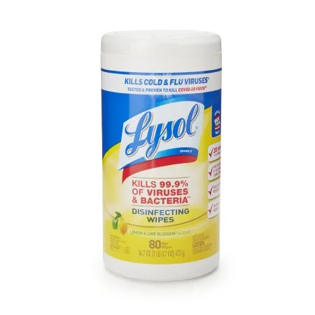 Lagasse - Lysol - RAC77182CT -   Surface Disinfectant Cleaner Premoistened Alcohol Based Manual Pull Wipe 80 Count Canister Lemon Lime Blossom Scent NonSterile