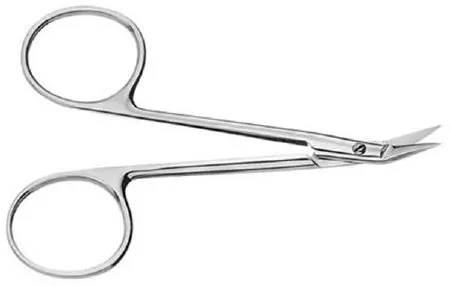 V. Mueller - OP5560 - Iris Scissors V. Mueller Wilmer 3-1/2 Inch Length Surgical Grade Stainless Steel NonSterile Finger Ring Handle Angled Sharp Tip / Sharp Tip