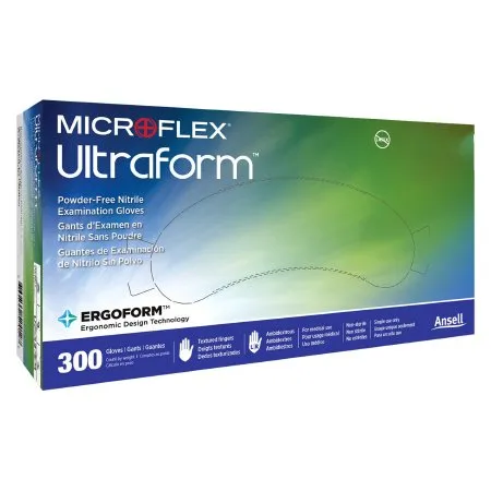 Microflex Medical - Ultraform - UF-524-L - Exam Glove Ultraform Large NonSterile Nitrile Standard Cuff Length Textured Fingertips Blue Not Rated
