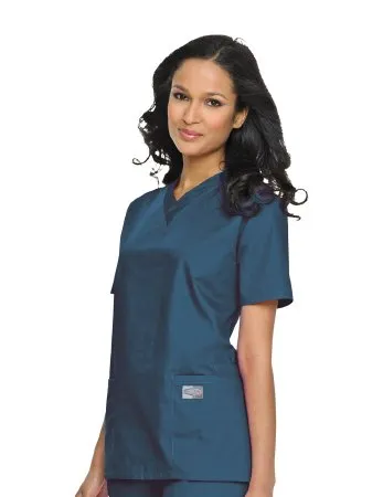 Landau Uniforms - 70221CARIBLGE - Scrub Shirt Large Caribbean Blue 3 Pockets Short Set-in Sleeve Female