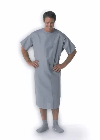 Medline - MDTSG5R3AROY - Patient Exam Gown One Size Fits Most Blue Reusable