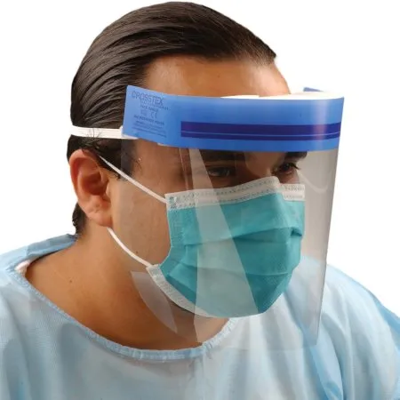 SPS Medical Supply - Crosstex - GCSS -  Wraparound Face Shield  One Size Fits Most 3/4 Length Anti fog Disposable NonSterile